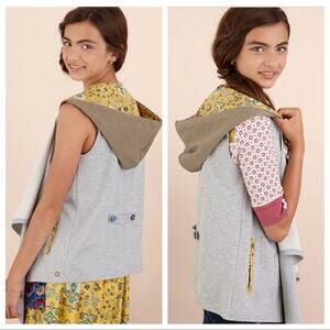 Matilda Jane 435 Hooded Vest Cardigan Once Upon A Time/Fork In The Road 10 NWT